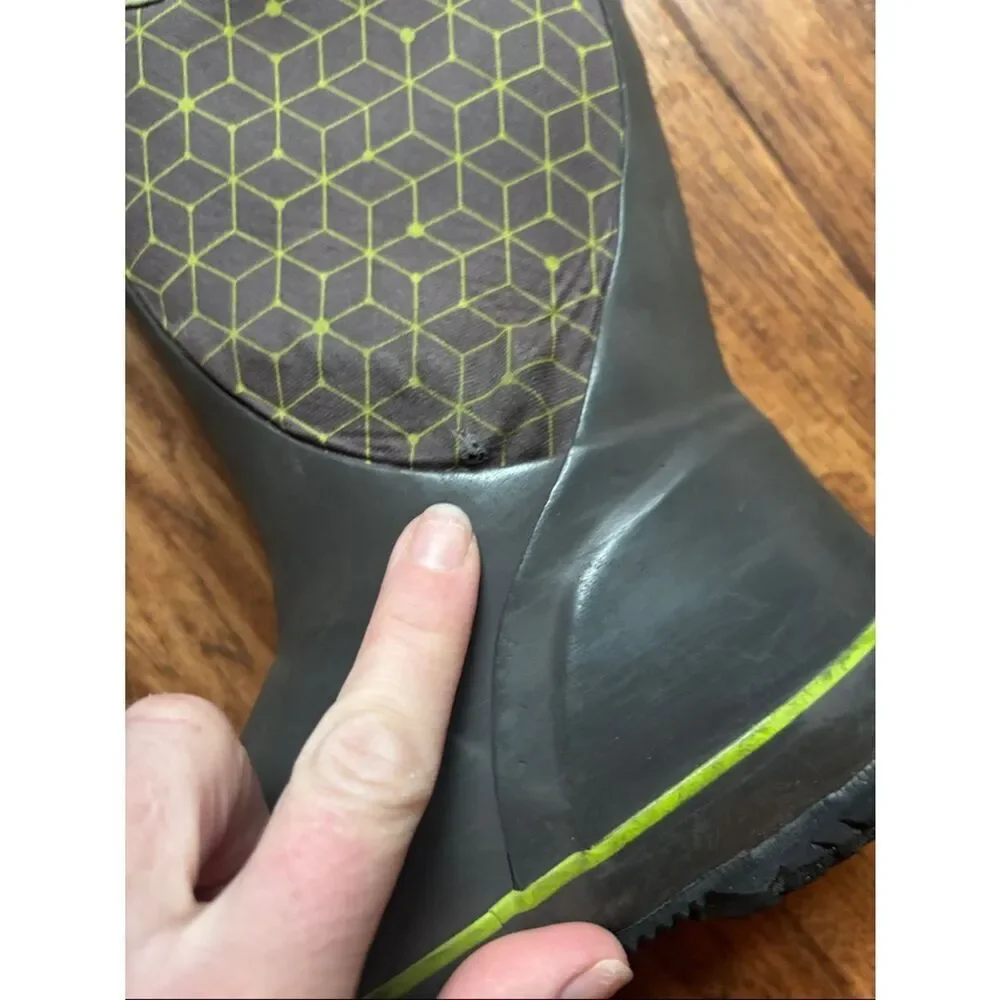 Bogs Gray Rain Boots with Lime Trim